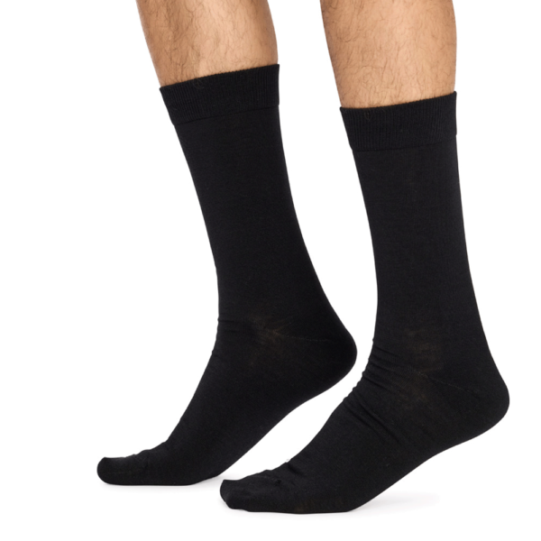 Men's Merino Wool Blend Crew Dress Socks - Smooth Knit - Image 2
