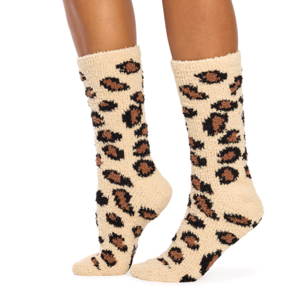 Women's Fluffy Crew Sleep Socks - 2 Pack - Leopard - Image 2