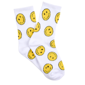 Women's Quarter Crew Sport Socks - Smiley Boucle