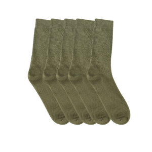 Men's Cotton Plain Crew Socks Khaki 5 Pack