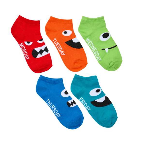 Kids Trainer Liner 5 Pack - Monsters Days of the Week