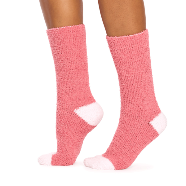 Women's Fluffy Crew Sleep Socks -2 Pack - Hearts - Image 3